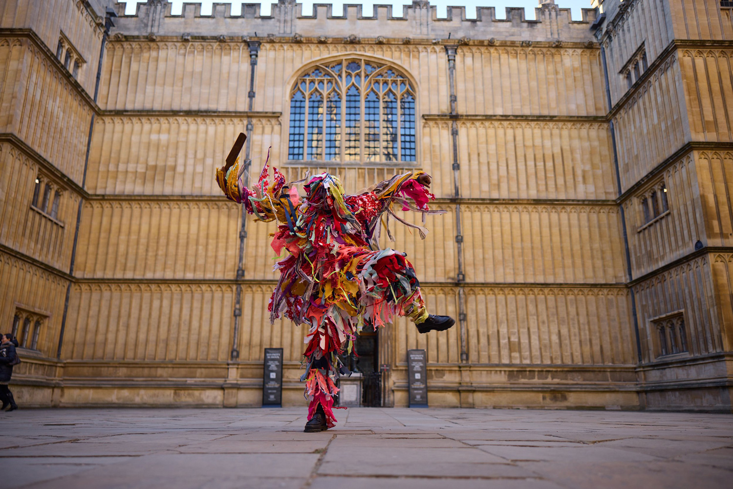 A character performance taking place outside the Bodleian Libraries