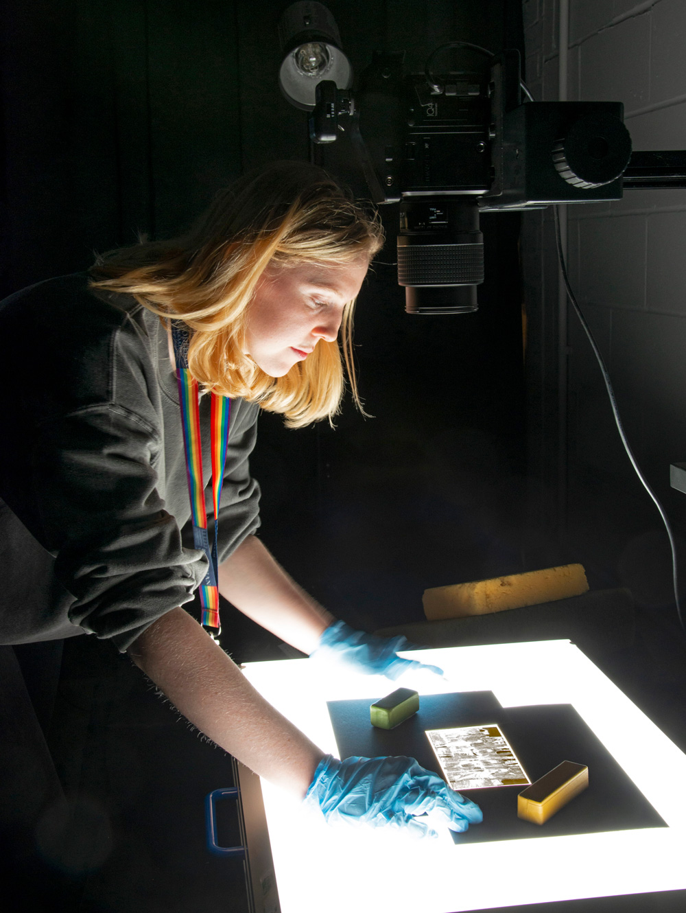 Female Bodleian employee working on digitising the libraries rare manuscripts