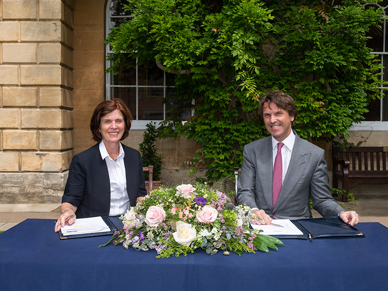 Professor Louise Richardson, Vice-Chancellor of the University of Oxford and Hubert Keller, Co-Senior Partner of the banking group Lombard Odier Credit: John Cairns