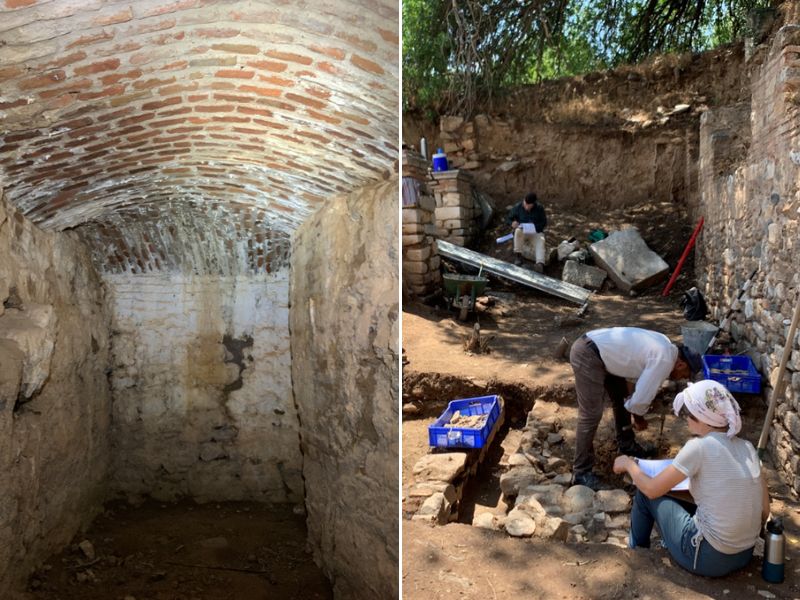 L: The tunnel discovered by Dr Jacobs and her team; R: fieldwork training for students <a href="">Photos by Dr Ine Jacobs</a>